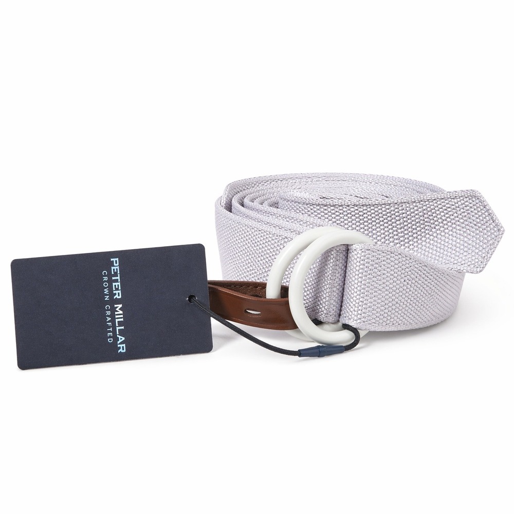 Peter Millar Belt Mens XL Grey O-Ring Webbing Old Money Preppy Golf Sporty NEW